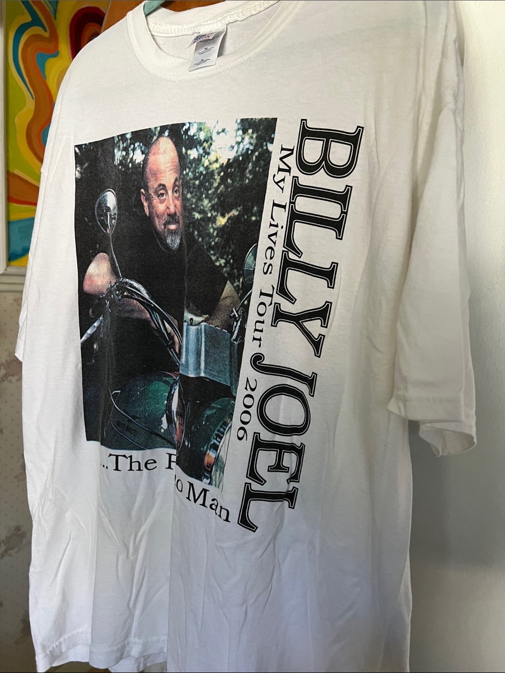 Vintage White Billy Joel My Lives Tour 2006 Graphic Tee Double Sided XL